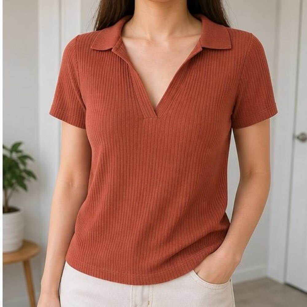 Sand V Neck Top - Picture 2 of 6
